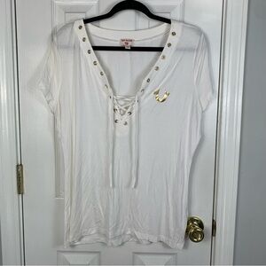 True Religion Womens Size XL Lace Up Top